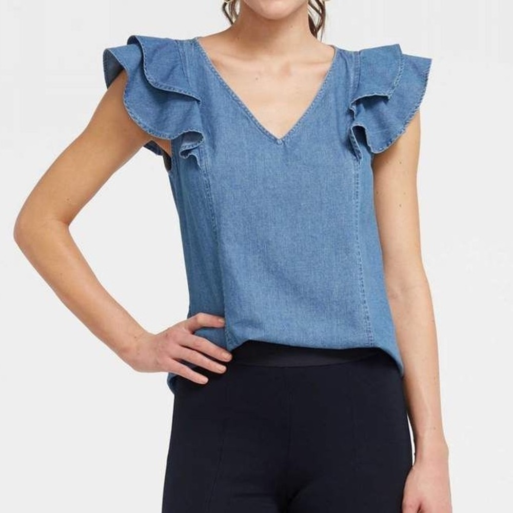 Draper James V-Neck Ruffle Sleeve Tank. Size 8.